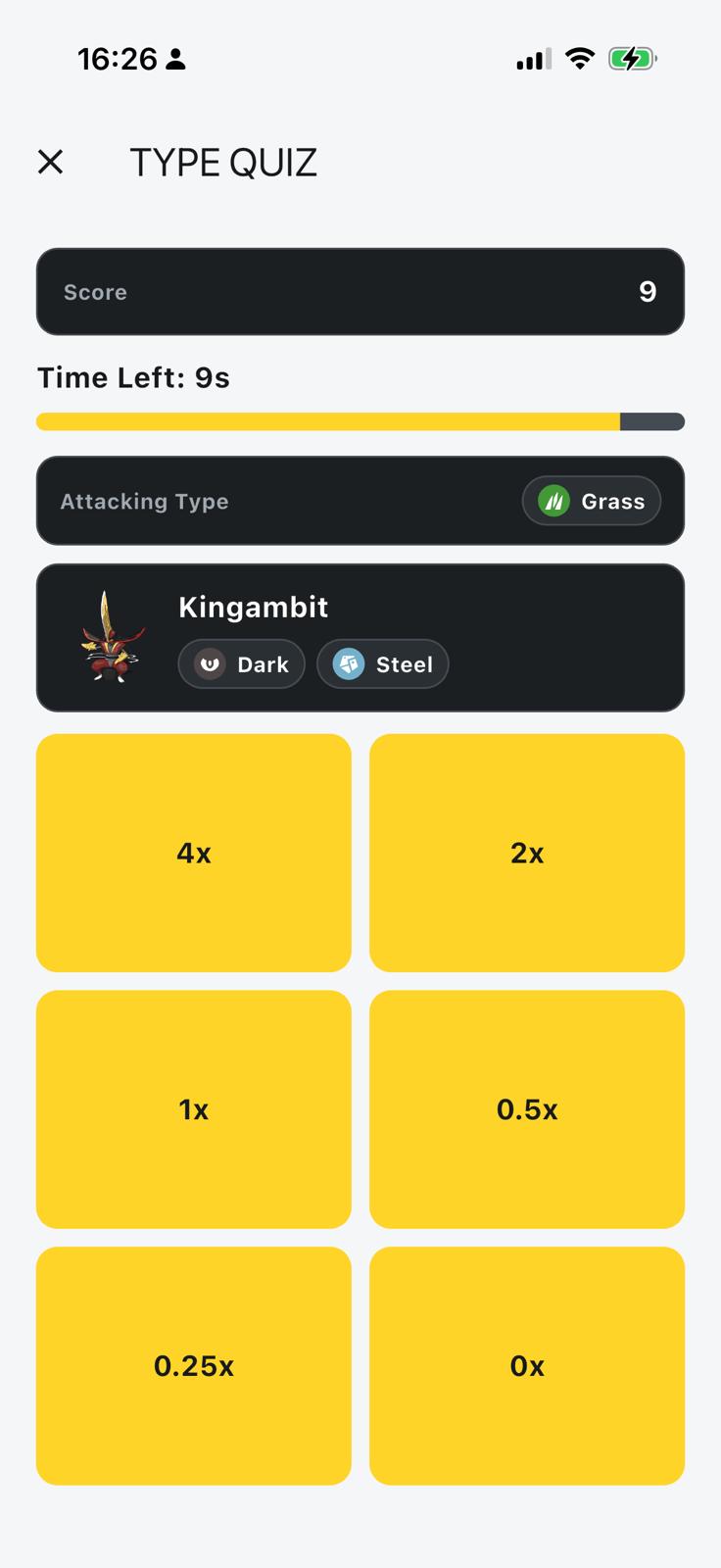 Type quiz question with answer multiplier options
